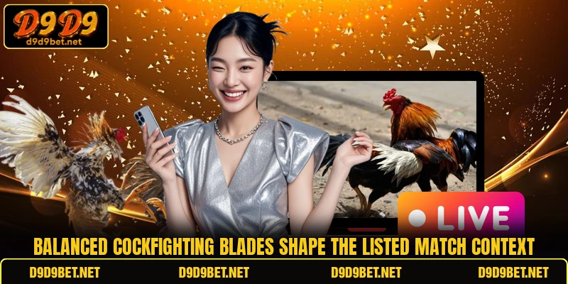 Balanced cockfighting blades shape the listed match context