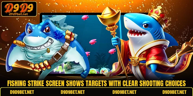 Fishing strike screen shows targets with clear shooting choices
